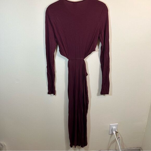 & Other Stories Cut Out Waist Long Sleeve Fitted Midi Dress Burgundy Maroon M - Picture 12 of 14